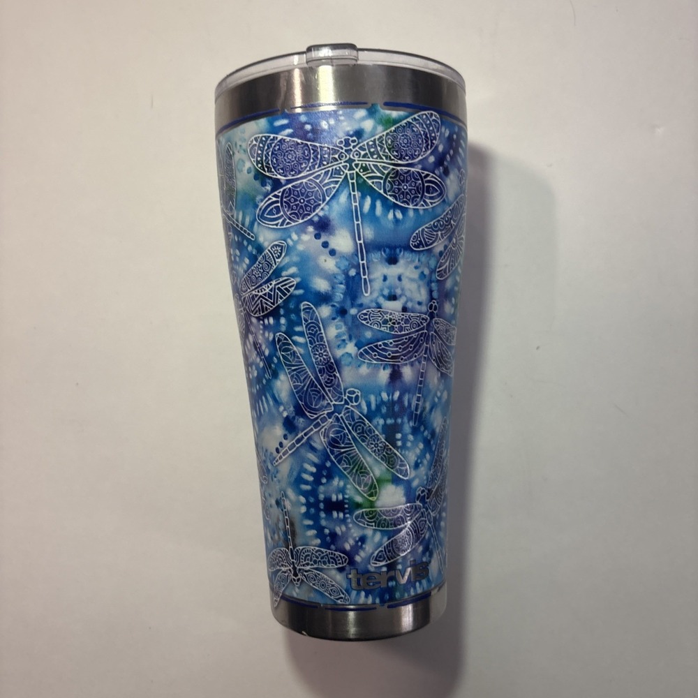Tervis Tie Dye Dragonfly Insulated Tumbler 20oz Stainless Steel With Lid Blue